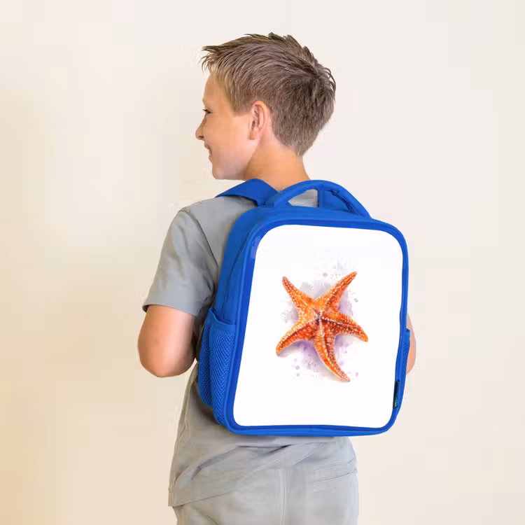 Kinderrugzak - Blauw - Oranje zeejuweel in aquarel — 3