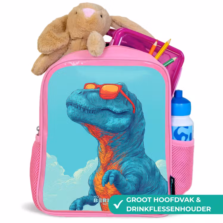Kinderrugzak - Roze - Dino met zonnebril β 2