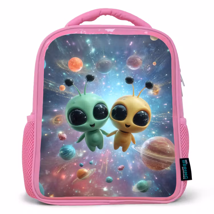 Kinderrugzak - Roze - Ruimtevriendjes zwevend tussen de planeten â 1