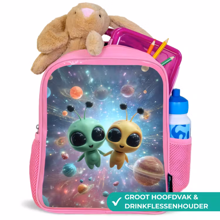 Kinderrugzak - Roze - Ruimtevriendjes zwevend tussen de planeten â 2