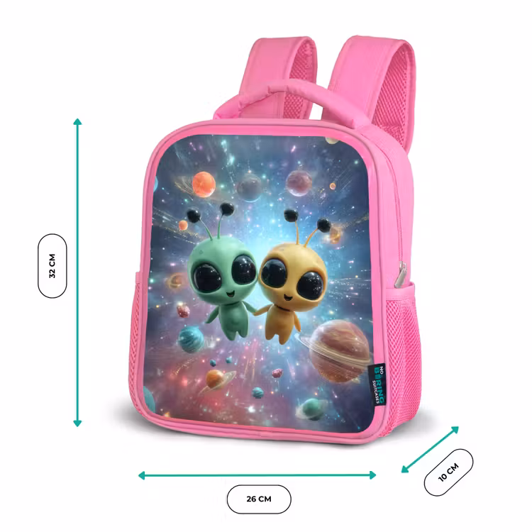Kinderrugzak - Roze - Ruimtevriendjes zwevend tussen de planeten â 3