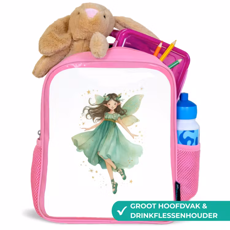 Kinderrugzak - Roze - Dansende bosfee in smaragdgroen — 2