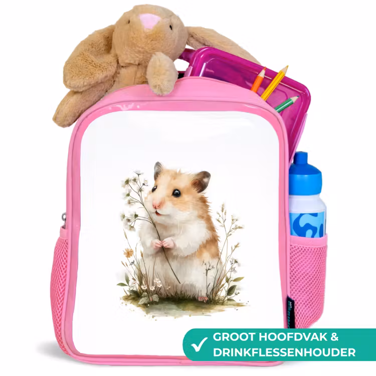 Kinderrugzak - Roze - Tedere blik met wilde bloem — 2