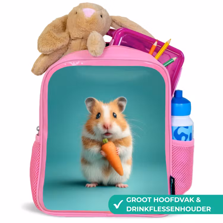 Kinderrugzak - Roze - Wortelgeluk in hamstervorm — 2