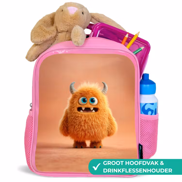 Kinderrugzak - Roze - Knuffelmonster in herfstkleur — 2