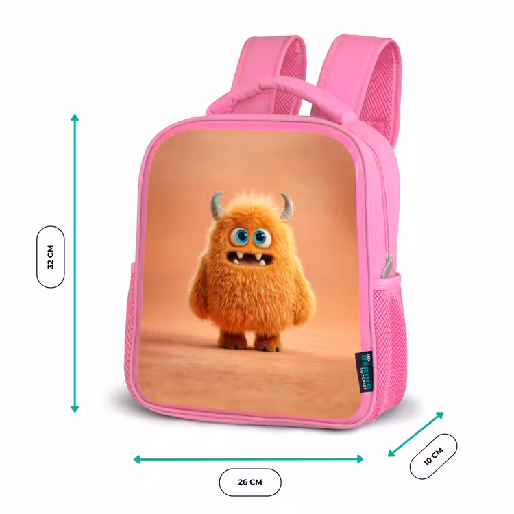Kinderrugzak - Roze - Knuffelmonster in herfstkleur — 3