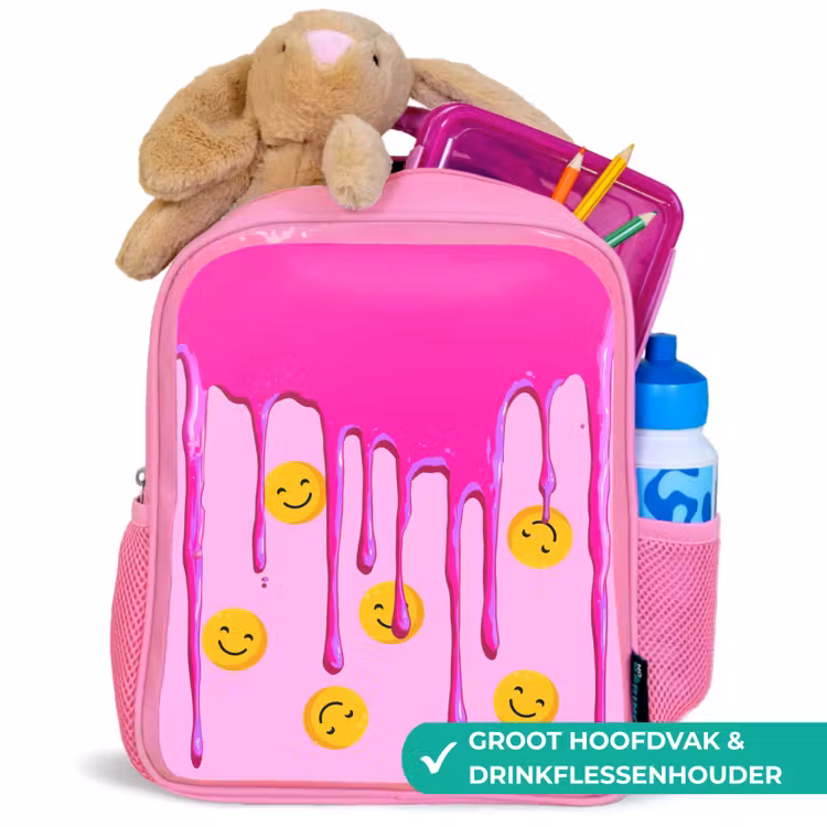 Kinderrugzak - Roze - Smileyregen onder roze glazuur — 2