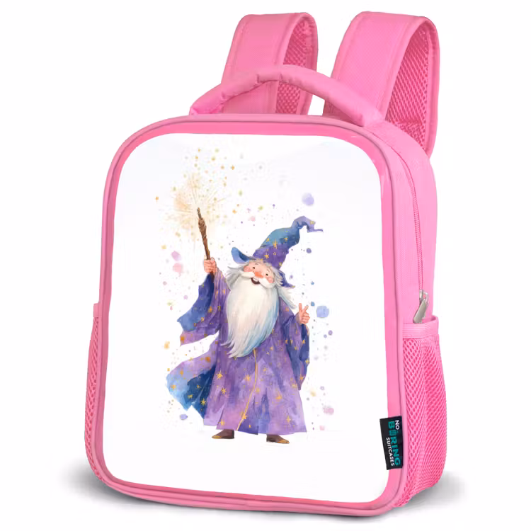 Kinderrugzak - Roze - Lachende tovenaar met fonkelende staf — 4