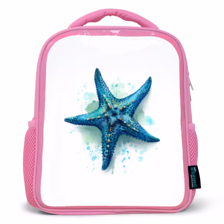 Kinderrugzak - Roze - Zeesterrenpracht op wit doek — 1