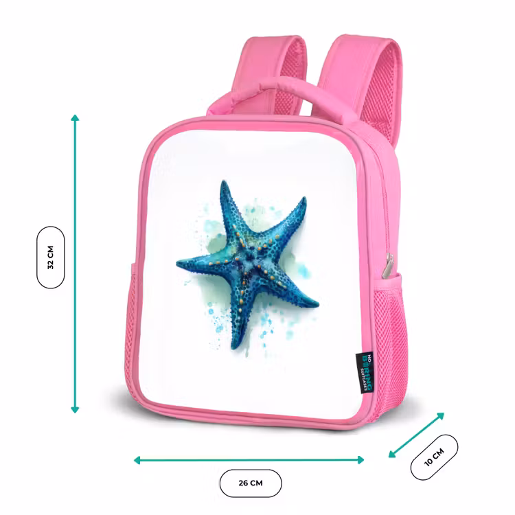 Kinderrugzak - Roze - Zeesterrenpracht op wit doek — 3