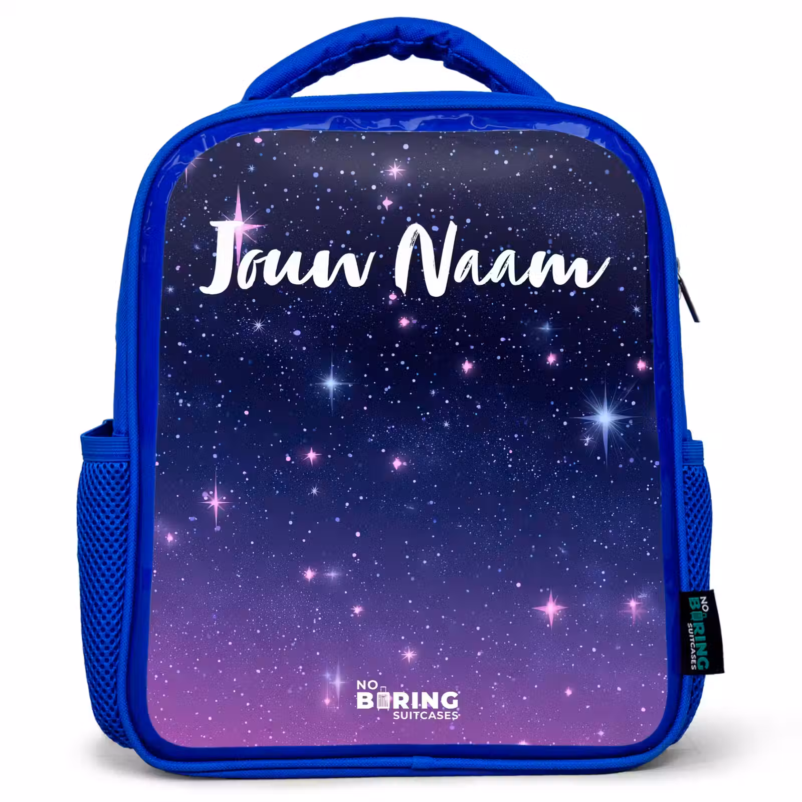 Kinderrugzak met naam - Blauw - Sterren - Galaxy - Blauw - Roze — 1