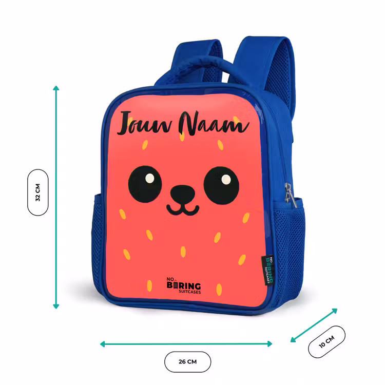 Kinderrugzak met naam - Blauw - Kawai - Aardbei - Rood — 5