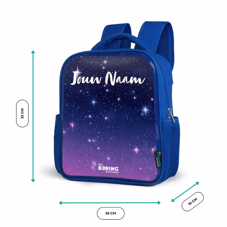 Kinderrugzak met naam - Blauw - Sterren - Galaxy - Blauw - Roze — 5