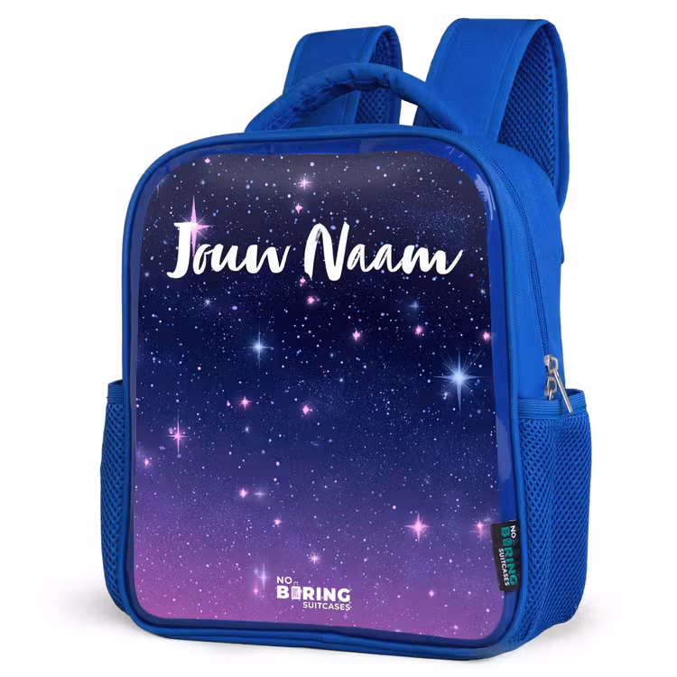 Kinderrugzak met naam - Blauw - Sterren - Galaxy - Blauw - Roze — 7