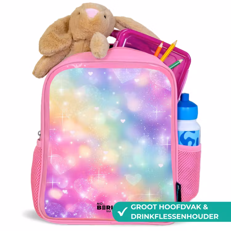 Kinderrugzak - Roze - Licht - Regenboog - Hartjes — 2