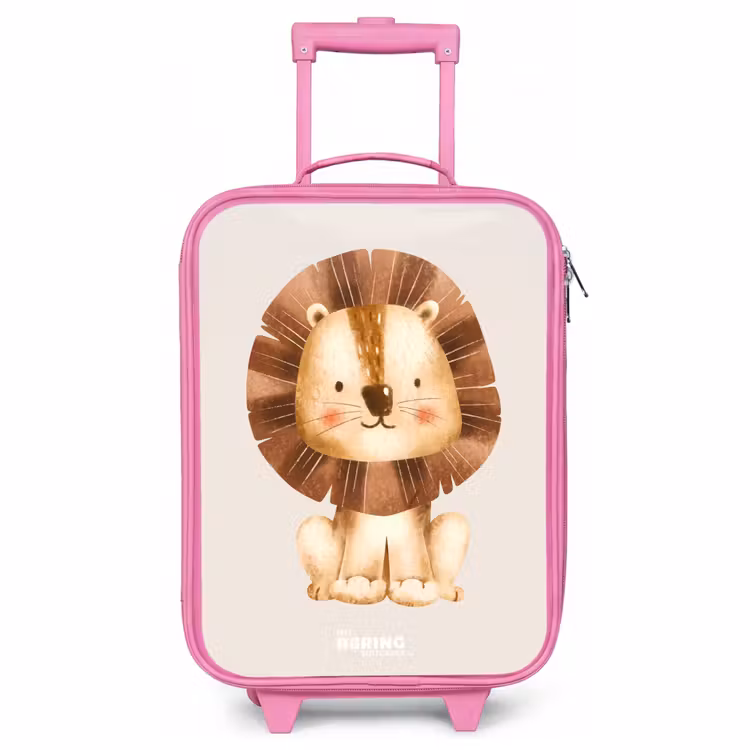Kinderkoffer - Roze - Leeuw illustratie met beige achtergrond — 1