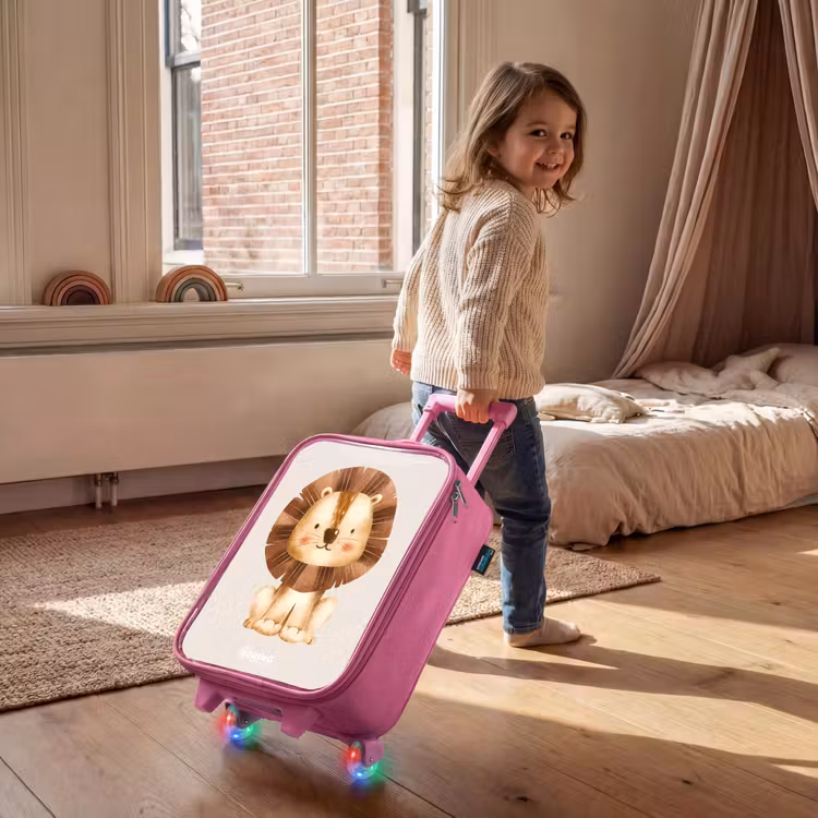 Kinderkoffer - Roze - Leeuw illustratie met beige achtergrond — 3