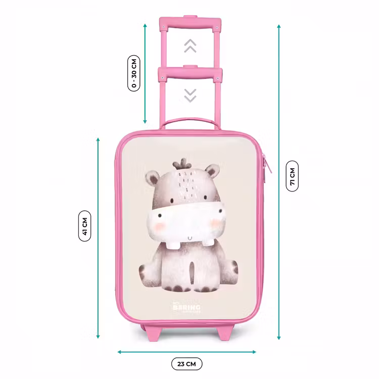 Kinderkoffer - Roze - Nijlpaard op beige achtergrond illustratie — 5