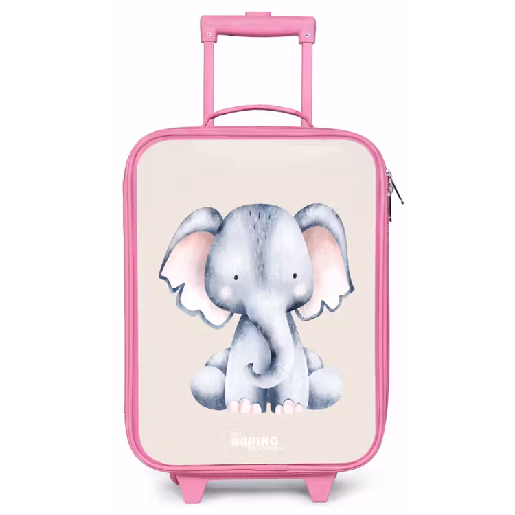 Kinderkoffer - Roze - Olifant tekening tegen een beige achtergrond — 1
