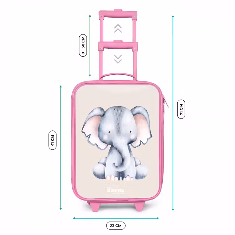 Kinderkoffer - Roze - Olifant tekening tegen een beige achtergrond — 5