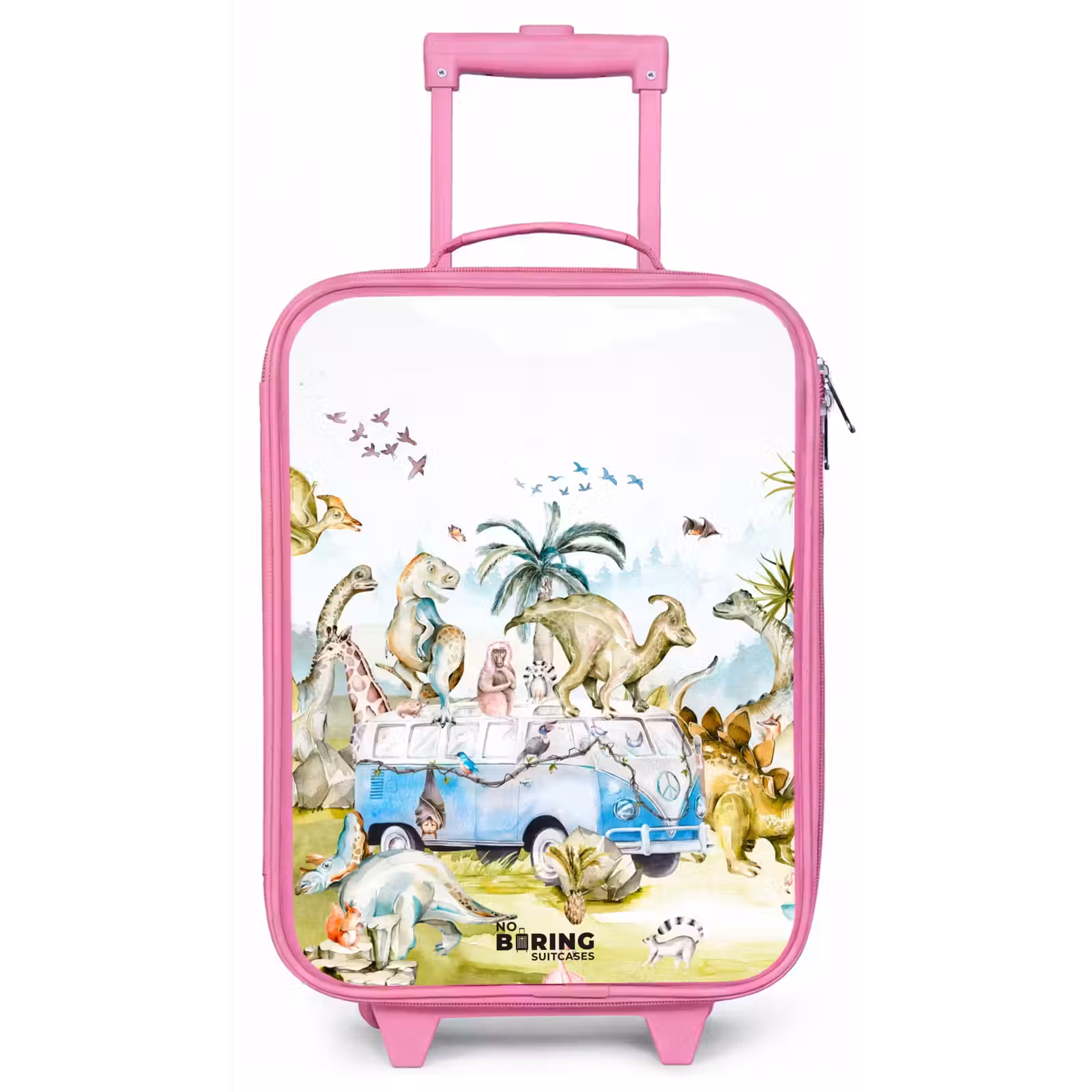 Kinderkoffer - Roze - Busje met dino's — 1