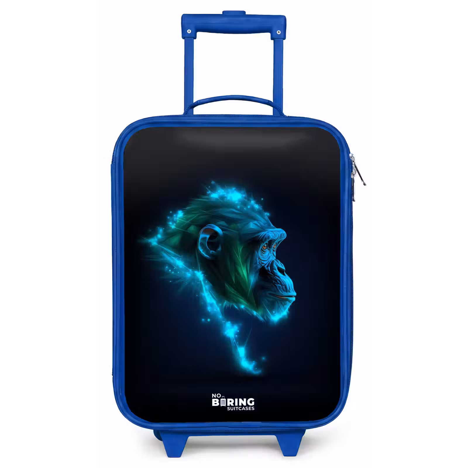 Kinderkoffer - Blauw - Neon silhouet van een chimpansee — 1