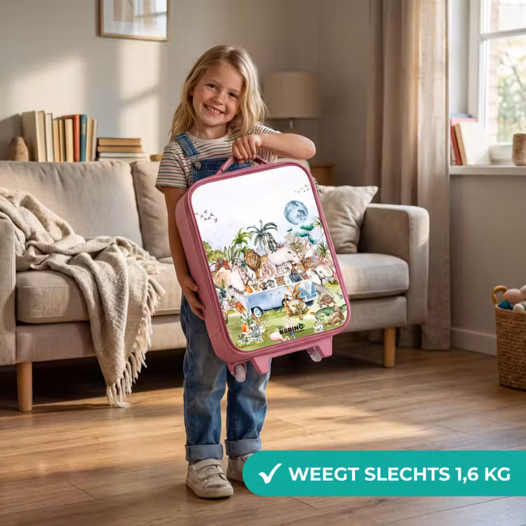 Kinderkoffer - Roze - Busje met allemaal dieren — 2