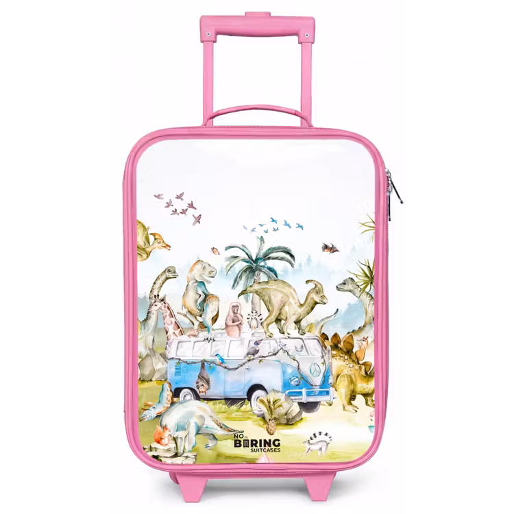 Kinderkoffer - Roze - Busje met dino's — 1