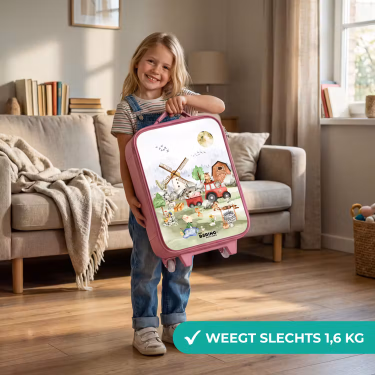 Kinderkoffer - Roze - dieren op een boederij — 2