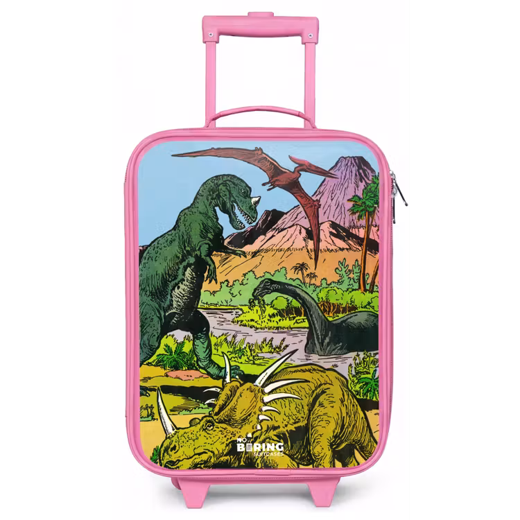 Kinderkoffer - Roze - Dino's bij een vulkaan — 1