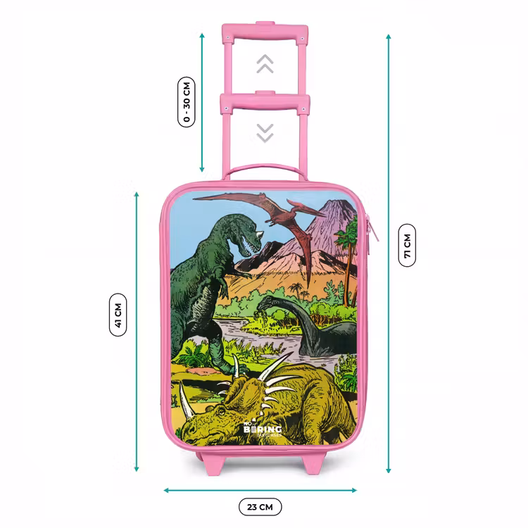 Kinderkoffer - Roze - Dino's bij een vulkaan — 5