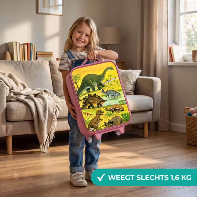 Kinderkoffer - Roze - Dino's bij het water — 2