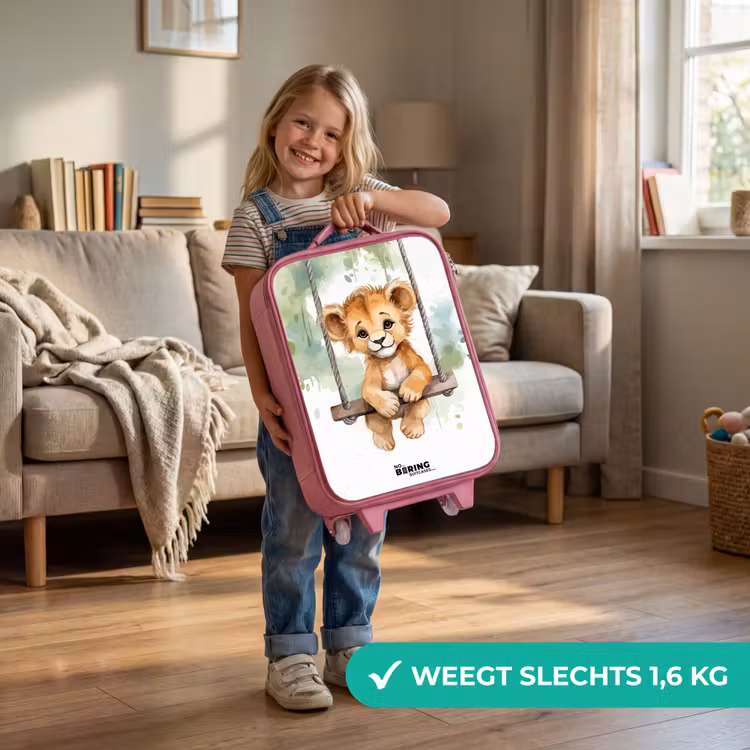 Kinderkoffer - Roze - Leeuwenwelpje met schommel illustratie — 2
