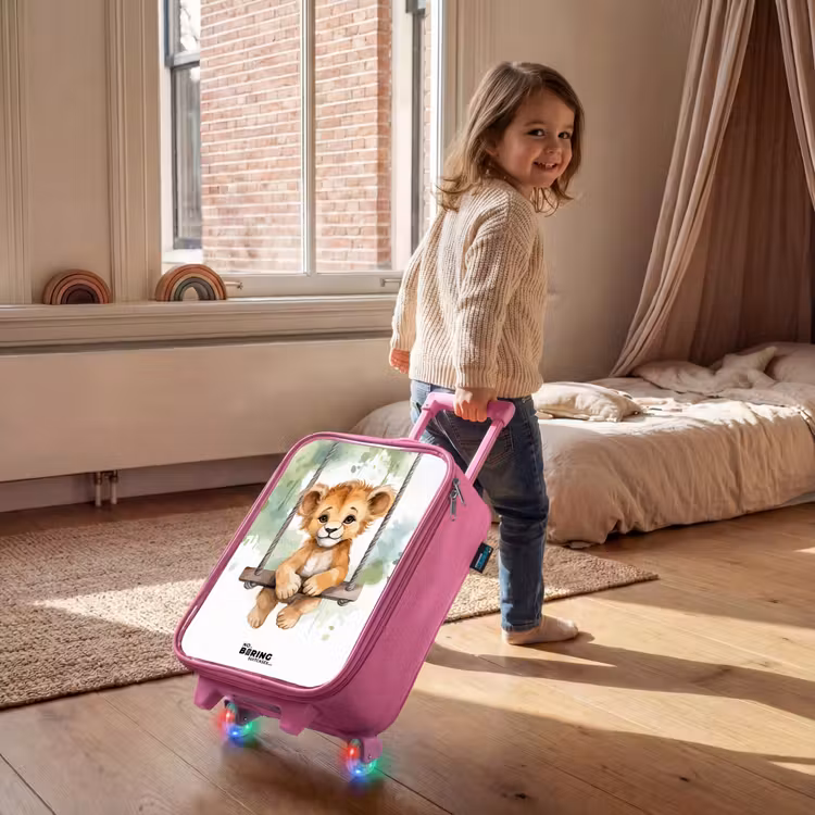 Kinderkoffer - Roze - Leeuwenwelpje met schommel illustratie — 3