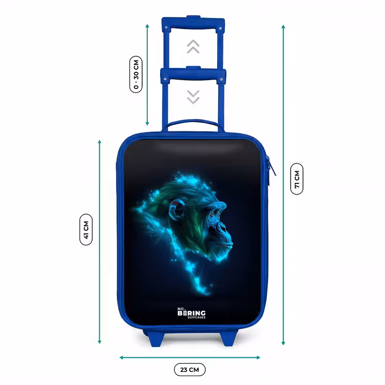 Kinderkoffer - Blauw - Neon silhouet van een chimpansee — 6