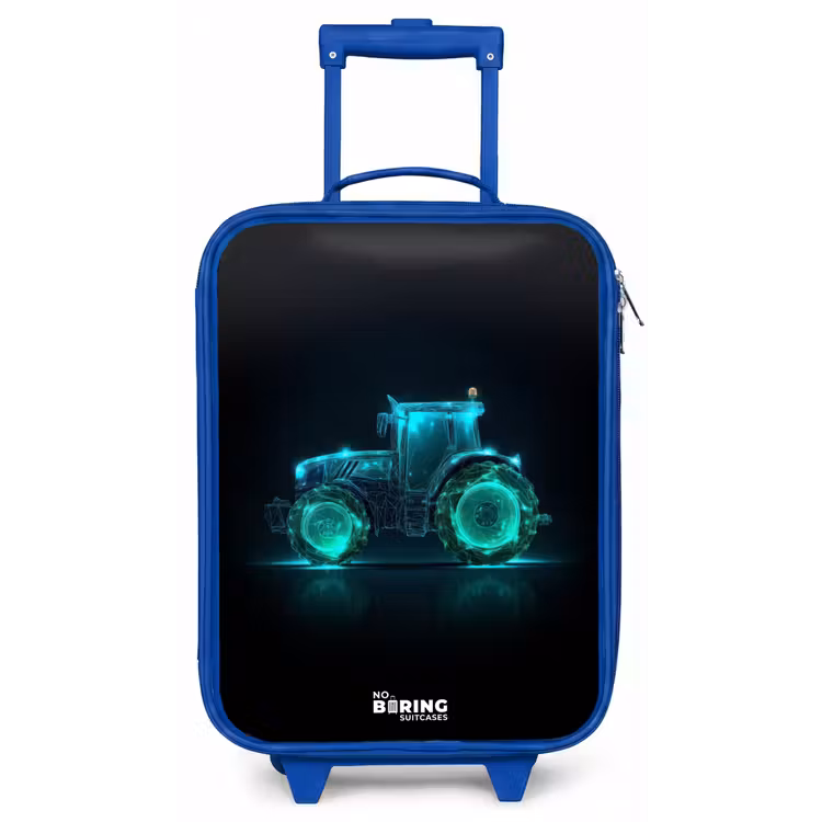 Kinderkoffer - Blauw - Neontractor op zwarte ondergrond — 1