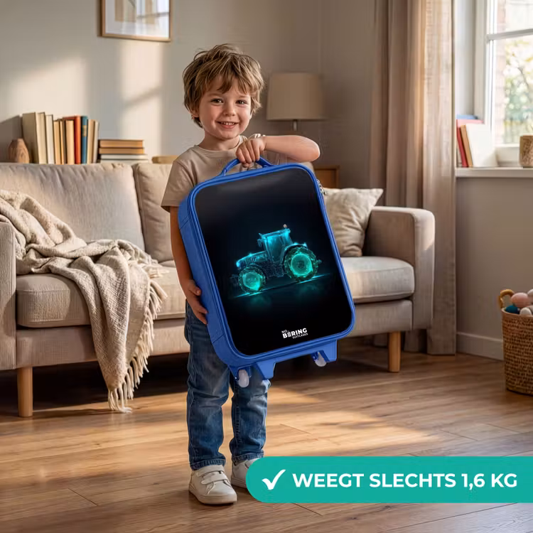 Kinderkoffer - Blauw - Neontractor op zwarte ondergrond — 2