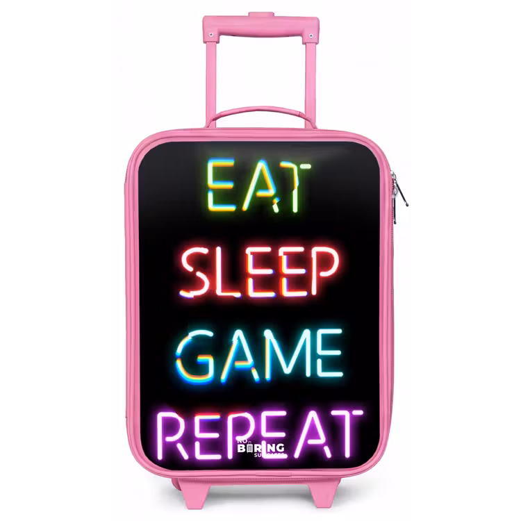 Kinderkoffer - Roze - Qoute met neon lichten — 1