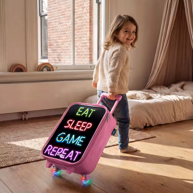 Kinderkoffer - Roze - Qoute met neon lichten — 3
