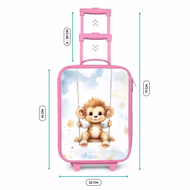 Kinderkoffer - Roze - Schommelend aapje van waterverf — 5