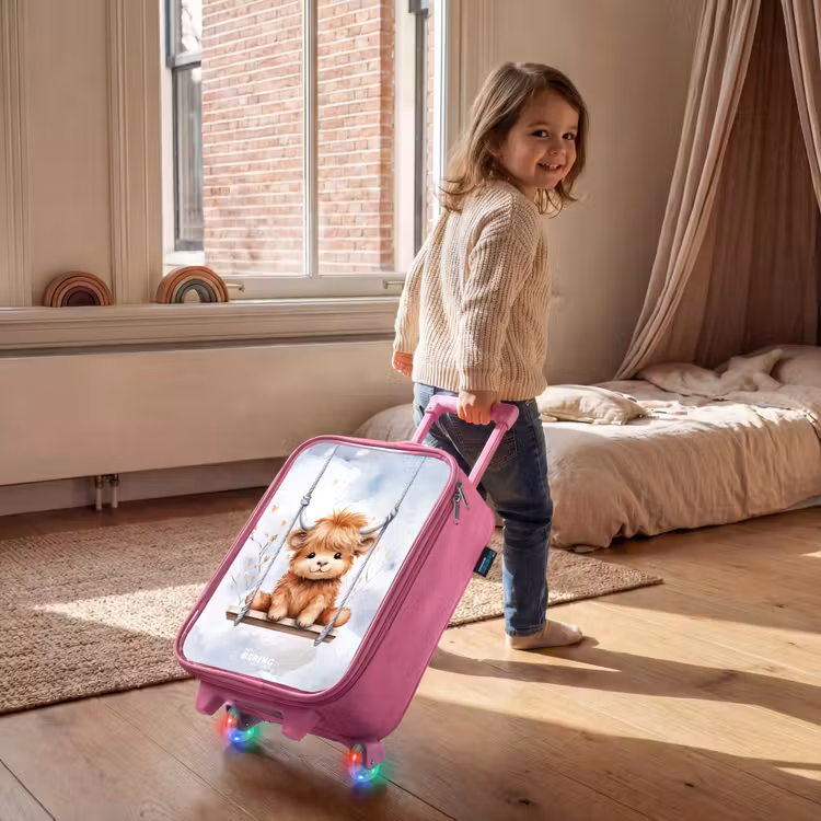 Kinderkoffer - Roze - Schommelend Schotse hooglander kalf van waterverf — 3