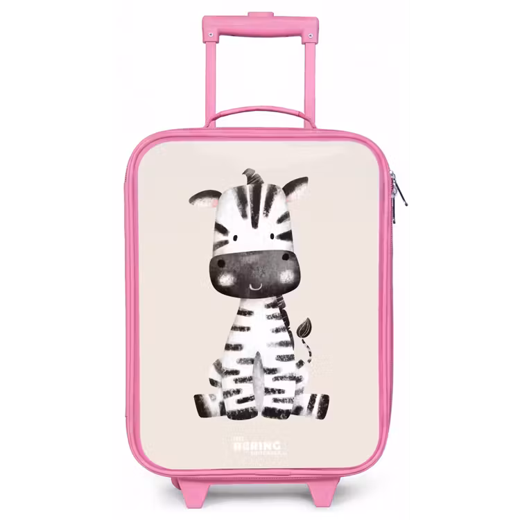 Kinderkoffer - Roze - Zebra portrettekening met beige achtergrond — 1