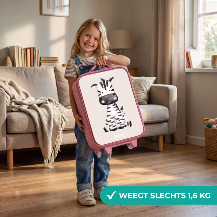 Kinderkoffer - Roze - Zebra portrettekening met beige achtergrond — 2