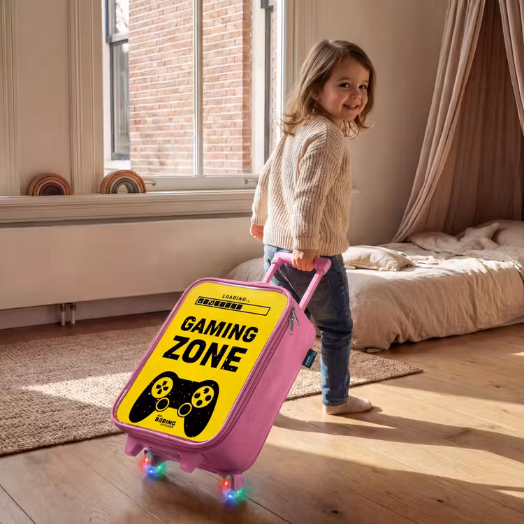 Kinderkoffer - Roze - Zwart-geel met gaming zone — 3