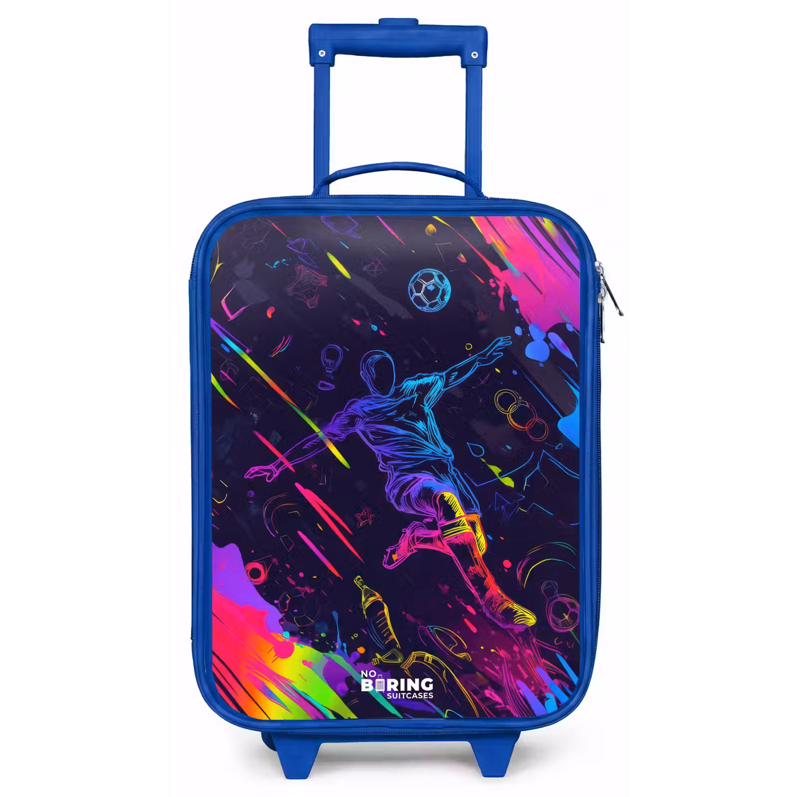 Kinderkoffer - Blauw - Neon actievolle voetbalspeler — 1