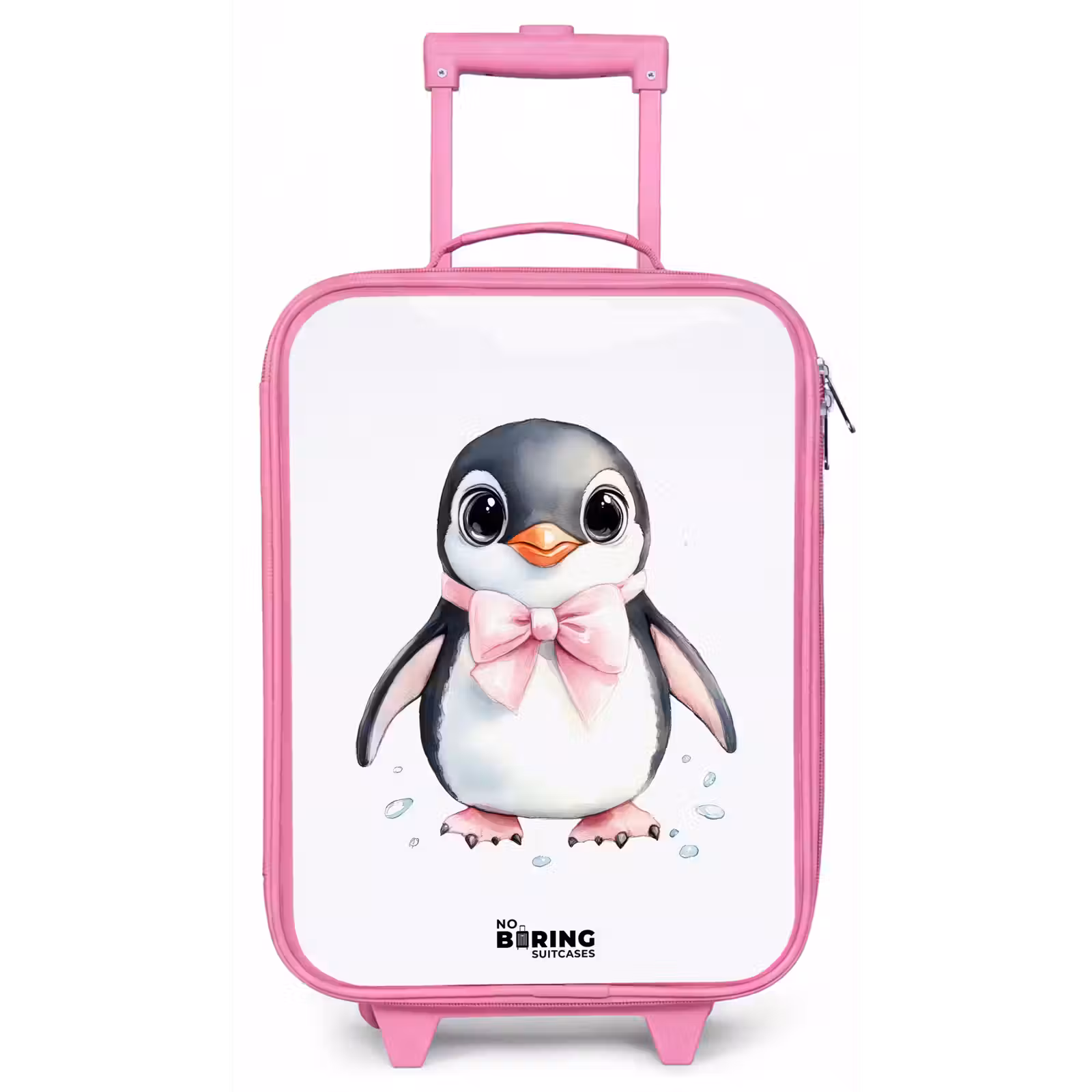 Kinderkoffer - Roze - Pinguïn met roze strik en ijsdruppels — 1