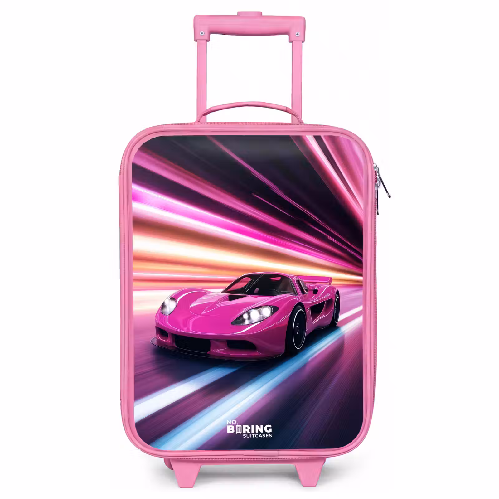 Kinderkoffer - Roze - Roze raceauto flitst door neonlicht — 1
