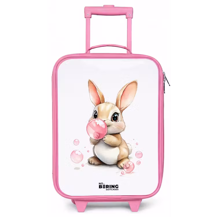 Kinderkoffer - Roze - Bruin konijntje met roze bellen — 1
