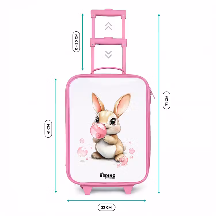 Kinderkoffer - Roze - Bruin konijntje met roze bellen — 5