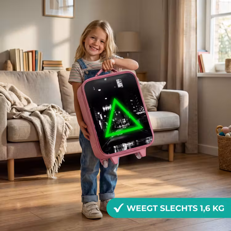 Kinderkoffer - Roze - Felgroene driehoek — 2